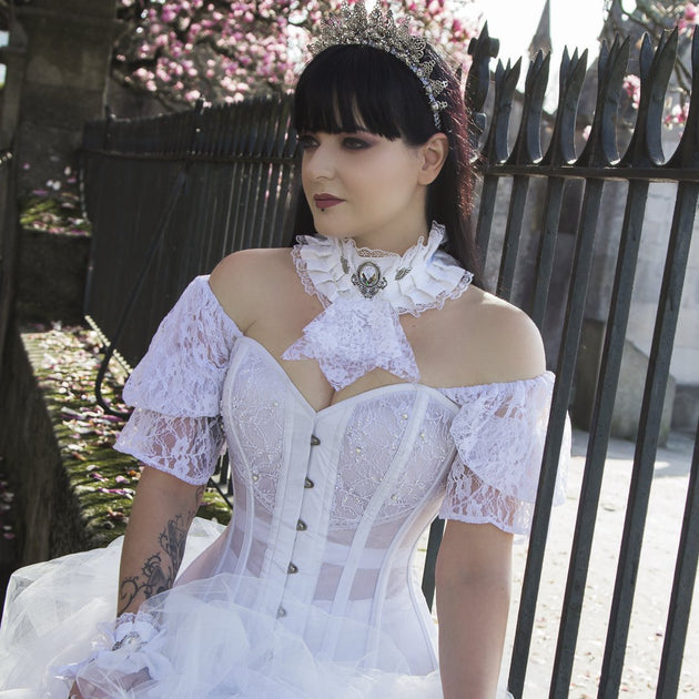 Women Sexy Puff Sleeve Bridal Corset Top Victorian Retro Burlesque