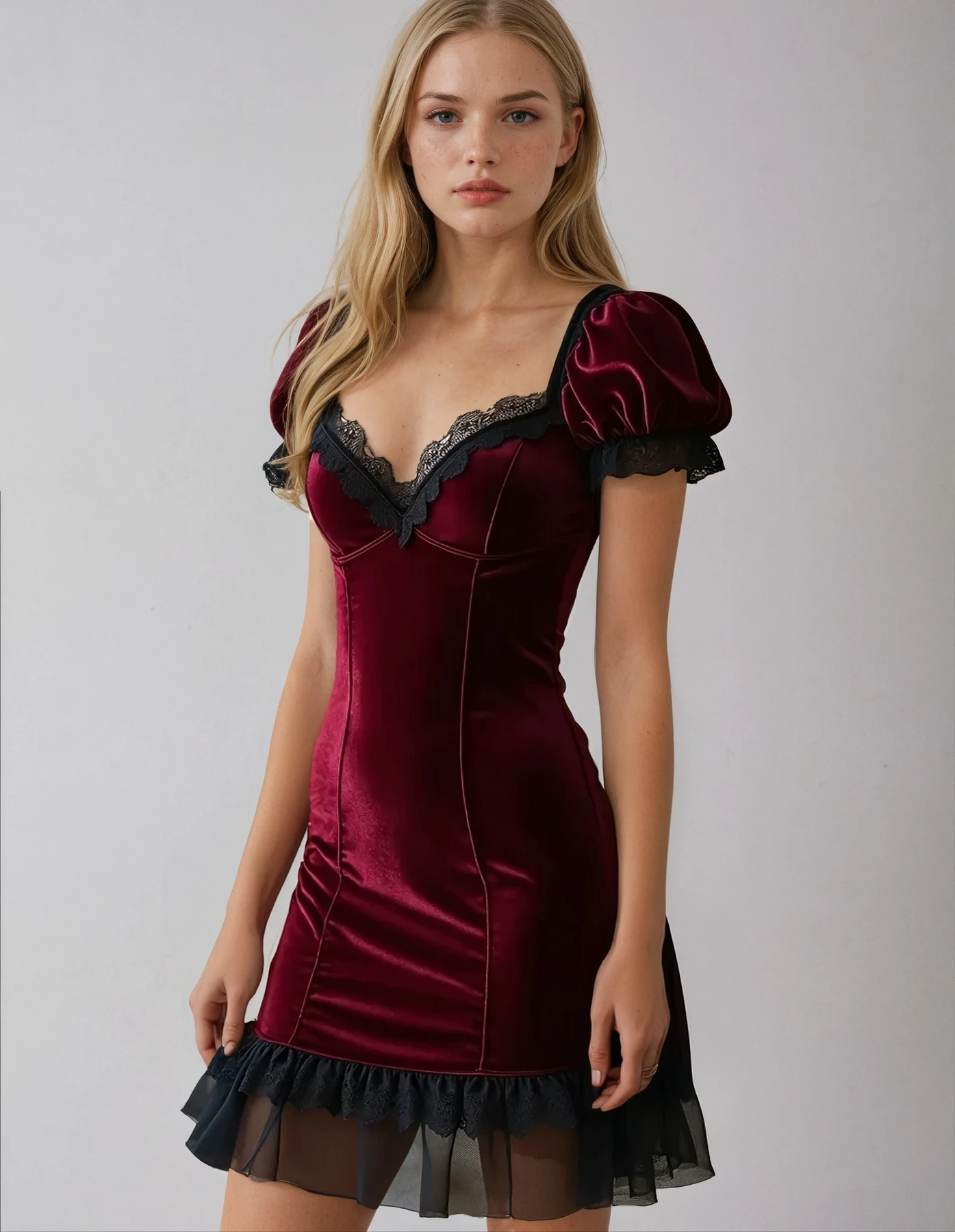 Perfect maroon mini dress for everyday Corset Deal