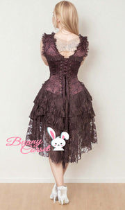 Steampunk Custom Made Printed Brown Corset Dress