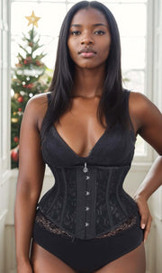 Wade Underbust Black Mesh with Lace Waspie Corset