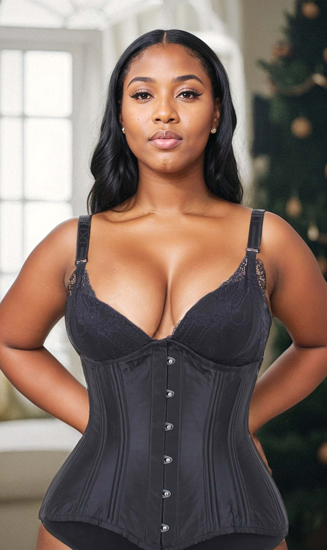 Plus Size Underbust Waist Trainer Taffeta Longline Corset- CS-426