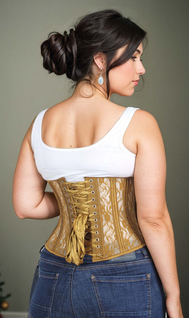 Underbust Gold Mesh with Lace Standard Corset