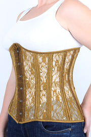 Underbust Plus Size Gold Mesh with Sequin Lace Corset