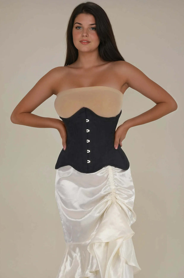 Emerie Waist Trainer Black Brocade Curvy Corset