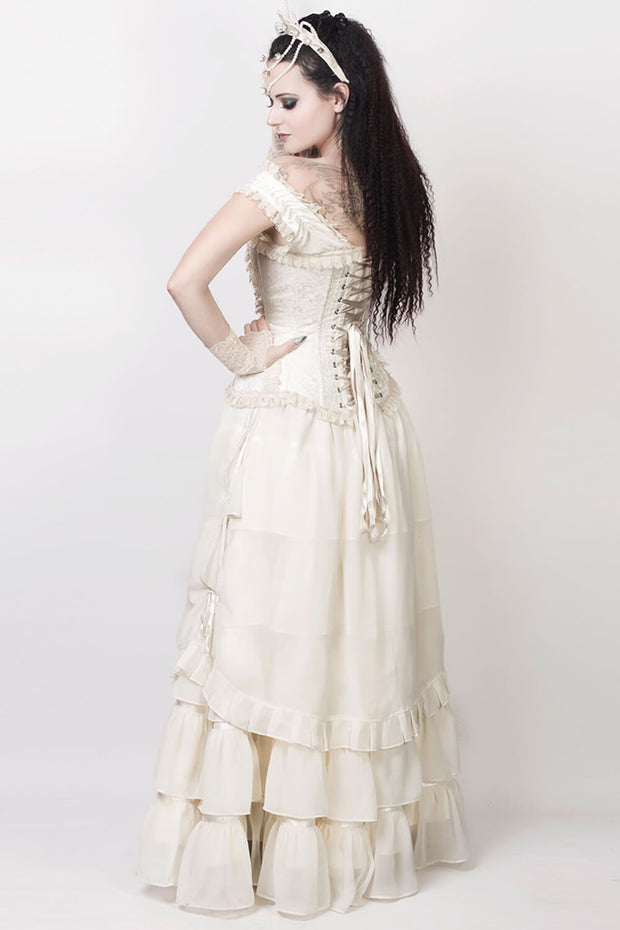 Kacie Ivory Long Victorian Inspired Skirt