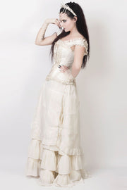 Kacie Ivory Long Victorian Inspired Skirt