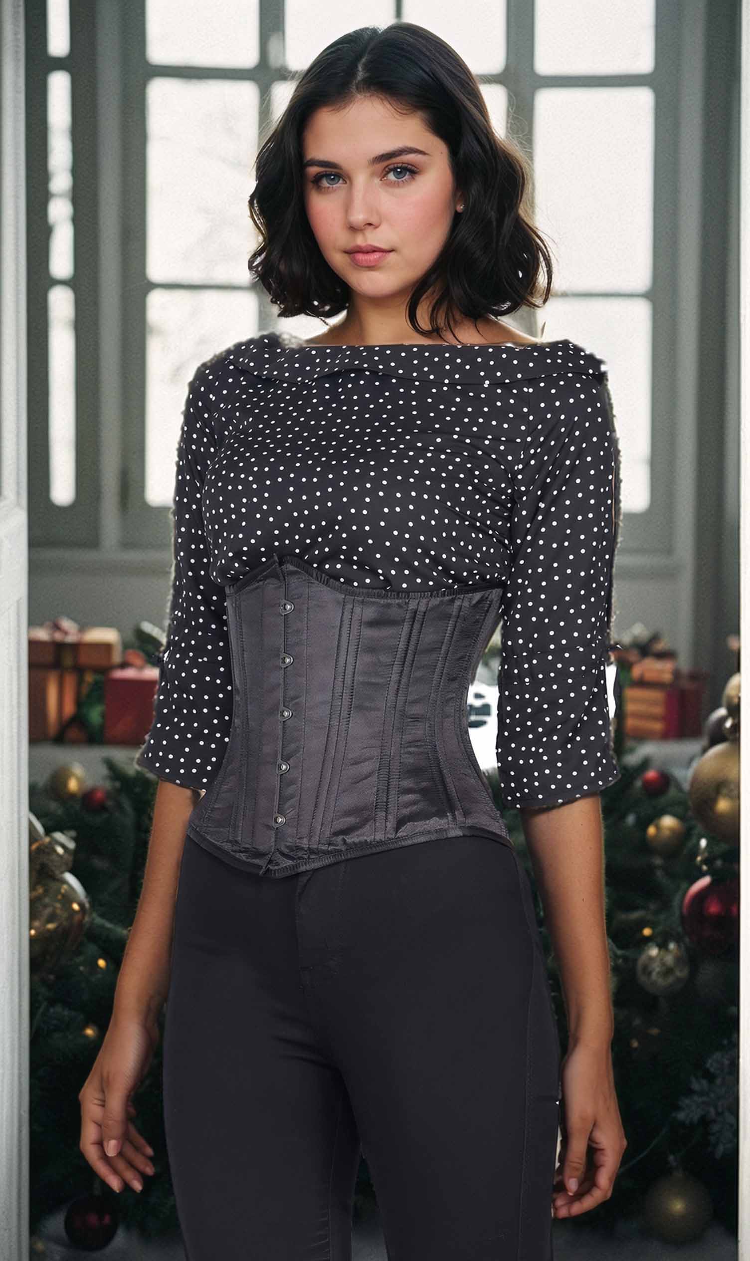 This Waist Trainer and Black Satin Corset is our Best Seller Style