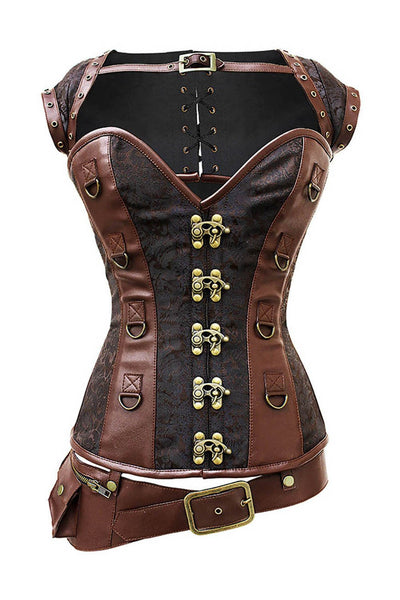 Lazare Steampunk Overbust Corset with Detachable Belt