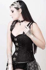 Adrienne Custom Made Gothic Overbust Black Corset with Shoulder Straps