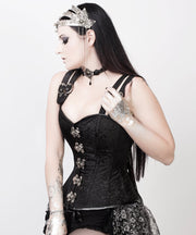 SOLD OUT - Gothic Overbust Black Corset with Shoulder Straps