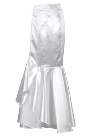 Elya Custom Made White Long Skirt with Ruffle