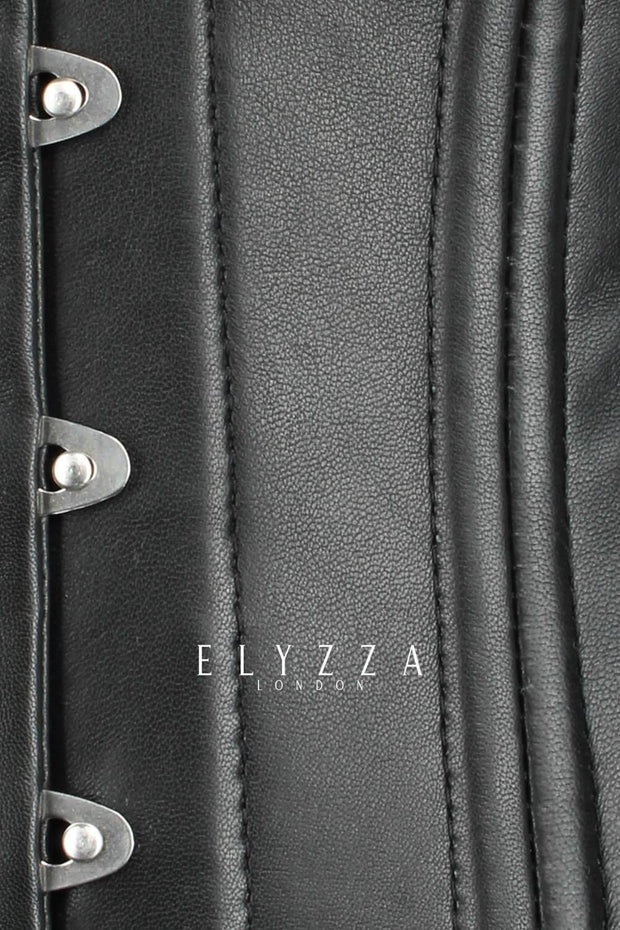 Black Leather Custom Made Waist Training Corset (ELC-102)