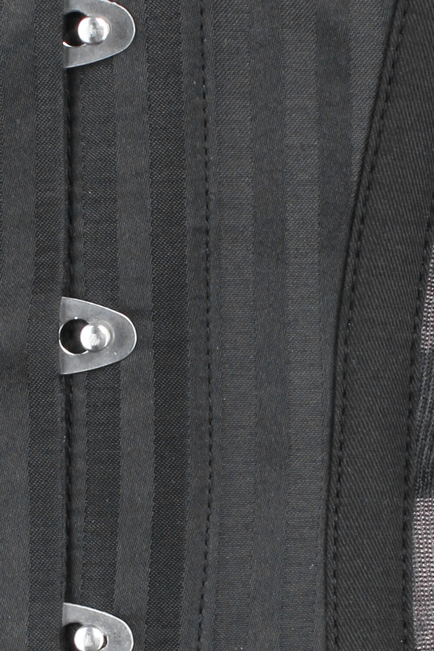 Black Mesh with Brocade Custom Made Underbust Corset (ELC-501)