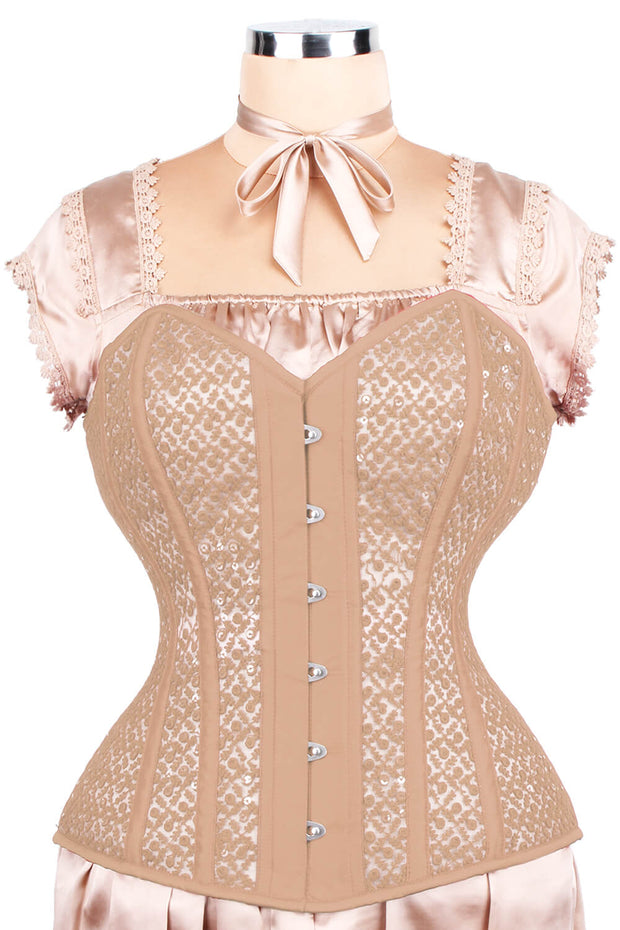 Mesh with Lace Overlay Custom Made Waist Reducing Corset (ELC-701)