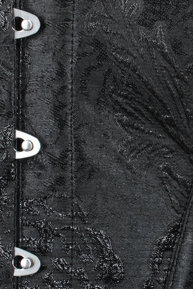 Black Brocade Custom Made Waist Reducing Corset (ELC-701)