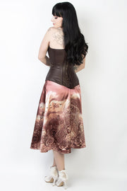 Printed Steampunk Skirt with Detachable Belt