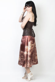 Printed Steampunk Skirt with Detachable Belt