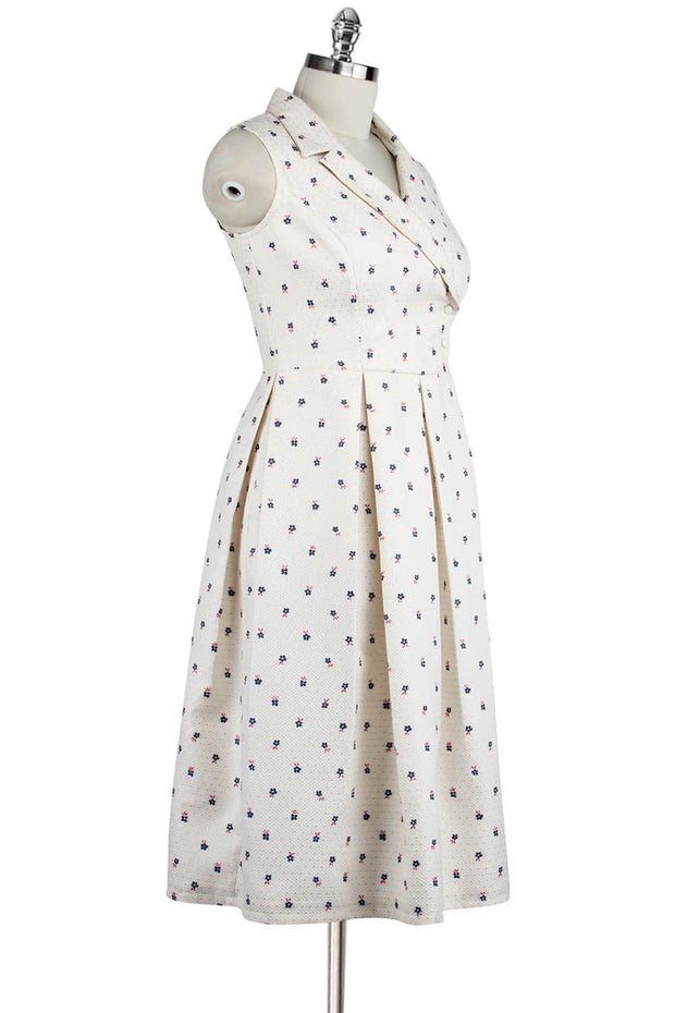 Elyzza London 1950s Surplice Neck Pleated Flare Dress