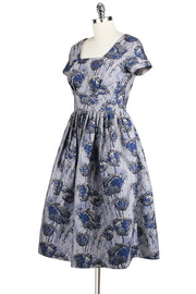 Elyzza London 1950s Style Jacquard Knee Length Flare Dress