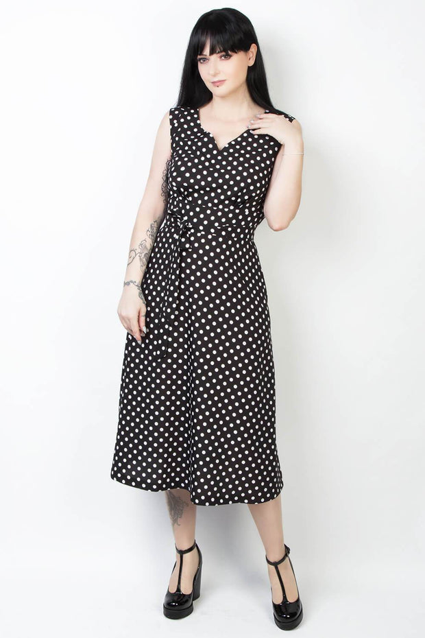 Elyzza London 1950s Style Sleeveless Polka Print Dress
