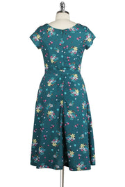 Elyzza London Printed Flare Dress with Matching Belt