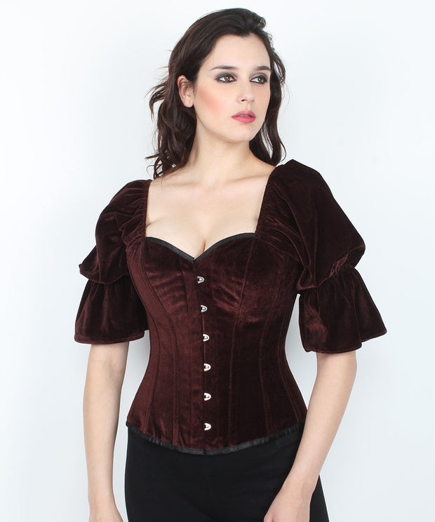SOLD OUT - Emry Brown Velvet Overbust Corset