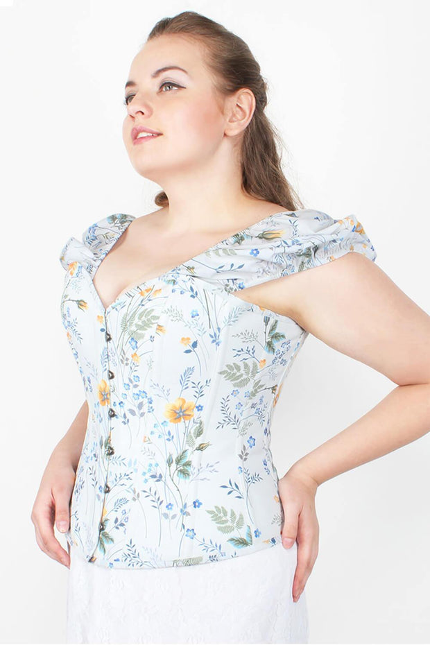 Jailyn Floral Print Overbust Corset