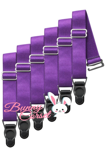 6 x Steel Suspender Clips in Purple