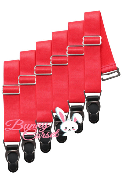 6 x Steel Suspender Clips in Red