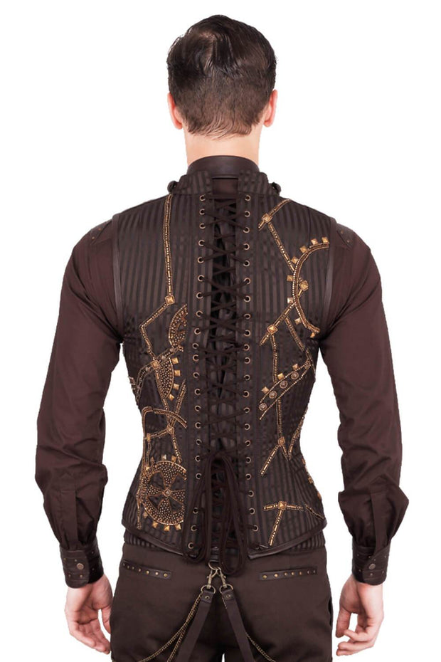 Detlev Steampunk Embroidered Men's Corset