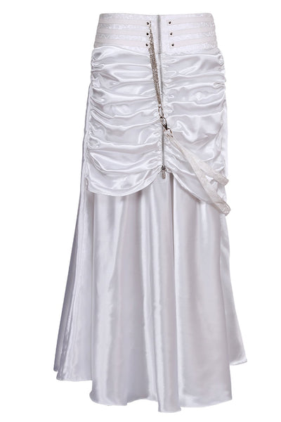 Maya White Gothic Ruched Skirt
