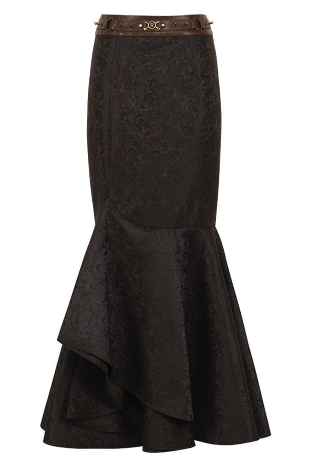 Haman Custom Made Brown Steampunk Ruffle Skirt