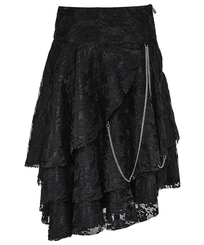Aibne Gothic Black Lace Overlay Skirt