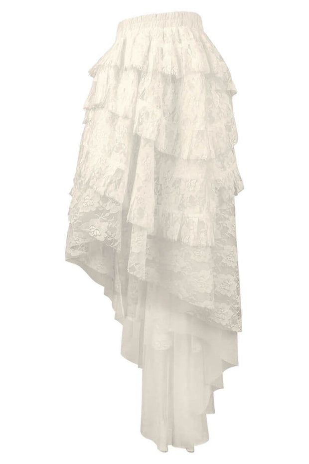 Ciera Custom Made Ivory Burlesque Lace Skirt