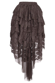Akamu Custom Made Brown Burlesque Lace Skirt