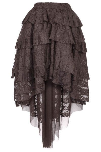 Akamu Brown Burlesque Lace Skirt