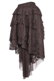 Akamu Custom Made Brown Burlesque Lace Skirt