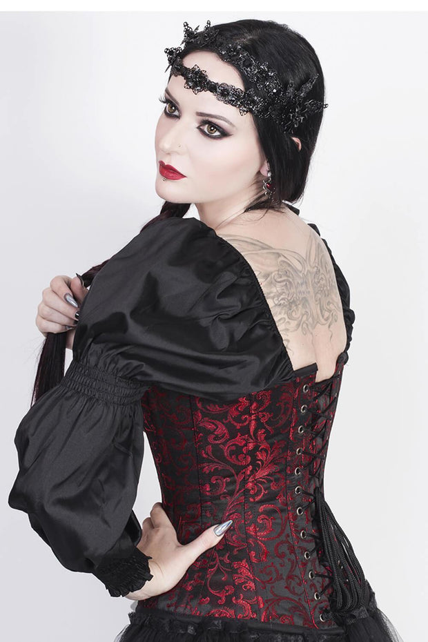 Lachtna Custom Made Skull Busk Corset with Attached Sleeve