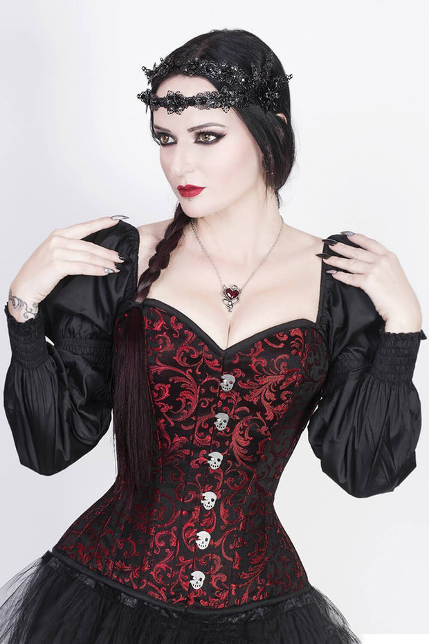 Lachtna Custom Made Skull Busk Corset with Attached Sleeve