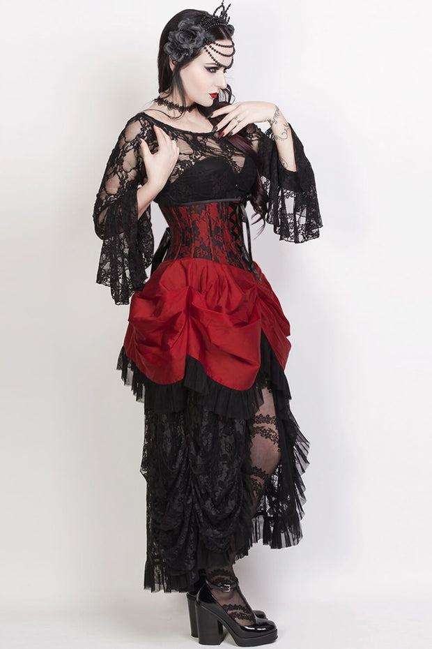 Laureen Custom Made Burgundy Burlesque Underbust Corset Dress