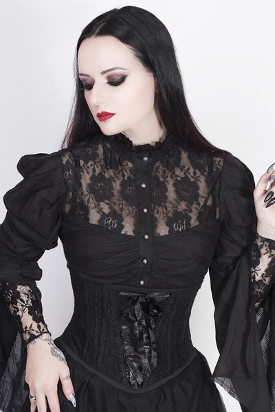 Franco Underbust Black Corset with Lace Overlay