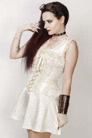 Latonya Halter Burlesque Dress in Ivory Brocade