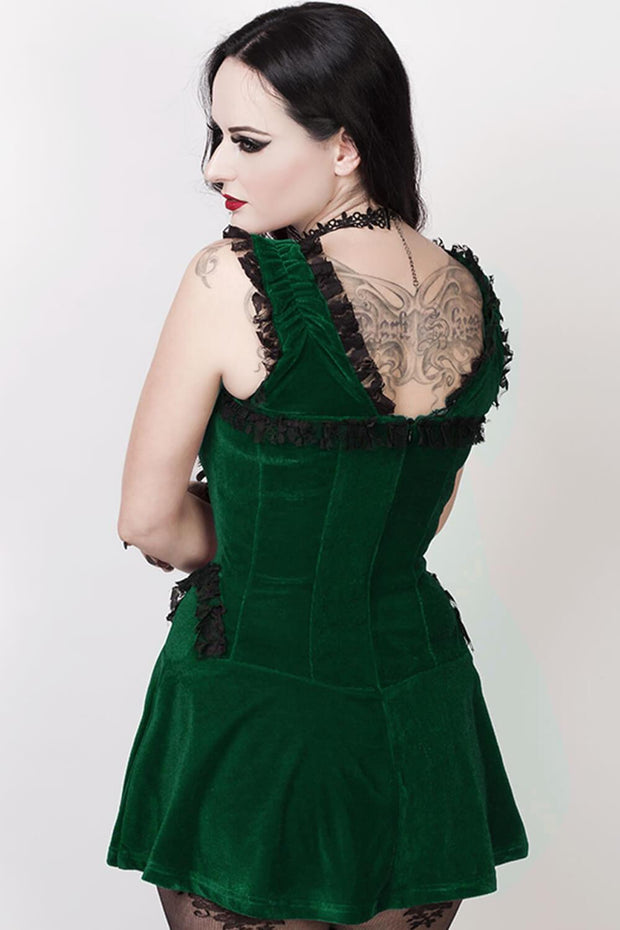 Romane Green Halter Burlesque Dress