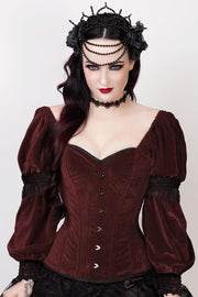 Laryn Overbust Brown Corset with Attached Sleeve