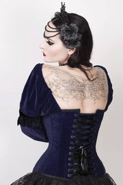 Aglaia Custom Made Gothic Overbust Blue Corset with Attached Sleeve