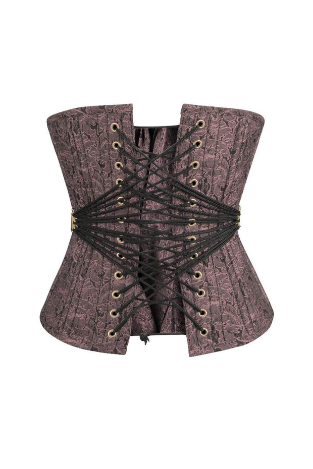 Genny Brown Brocade Waist Training Corset with Fan Lacing