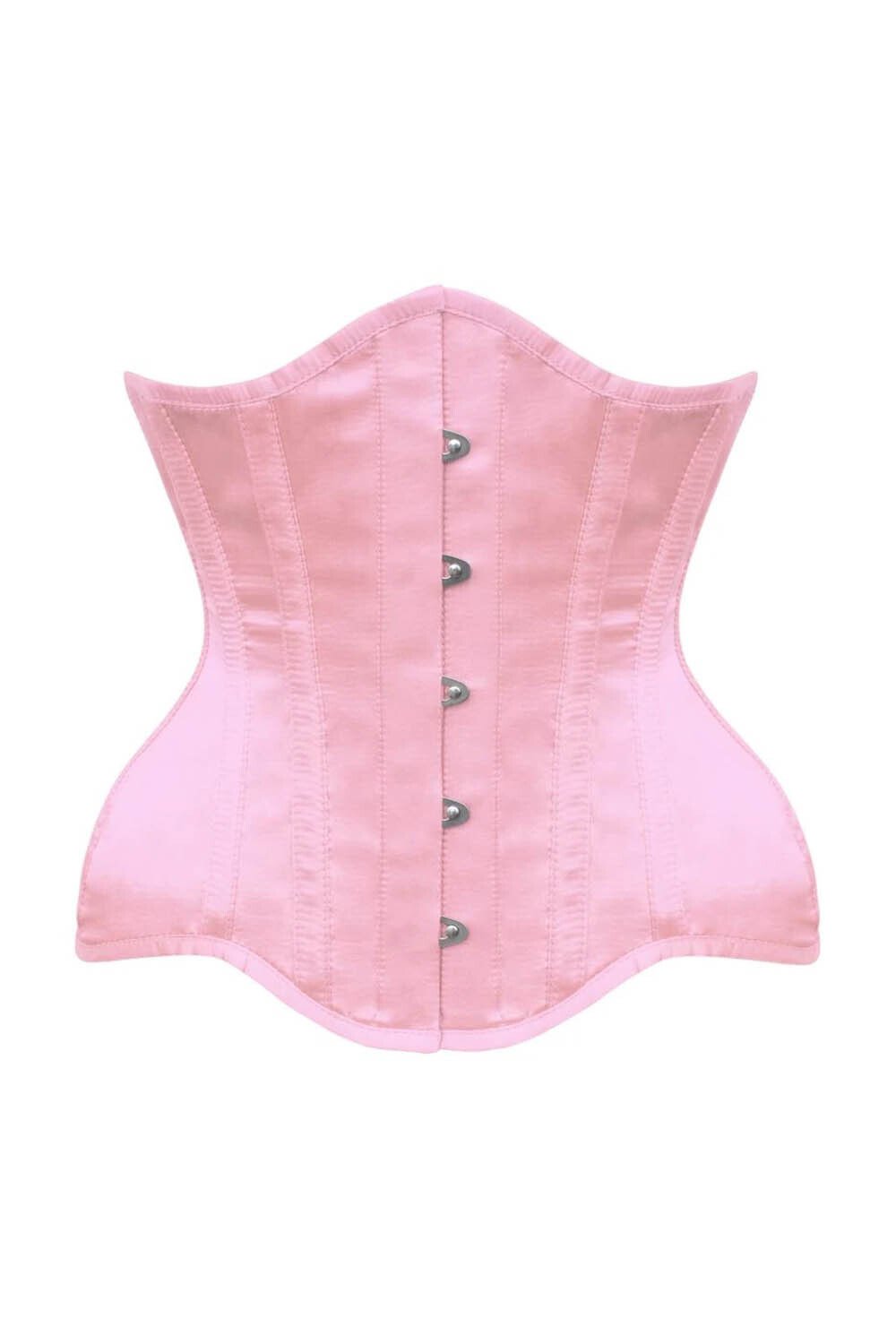 corset underbust C215 in pink satin edged with black - Boho-Chic Clothing
